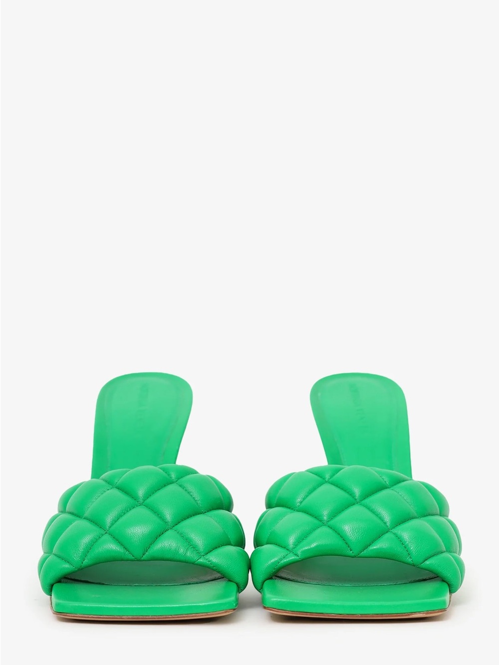 Bottega Veneta Quilted Green Slide Sandals NEW